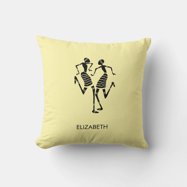 Coussin Ethnique, Art Africain, Danse Carnaval (Recto)