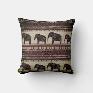 Coussin Ethno design elephants ornemental