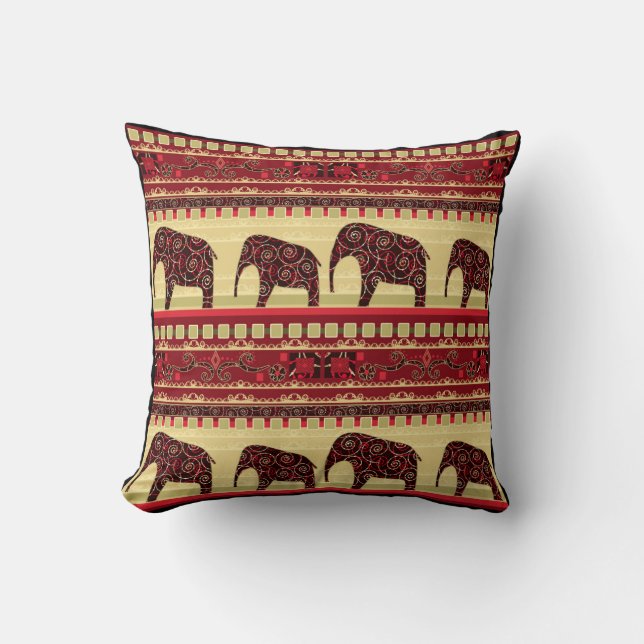 Coussin Ethno design elephants ornemental (Recto)
