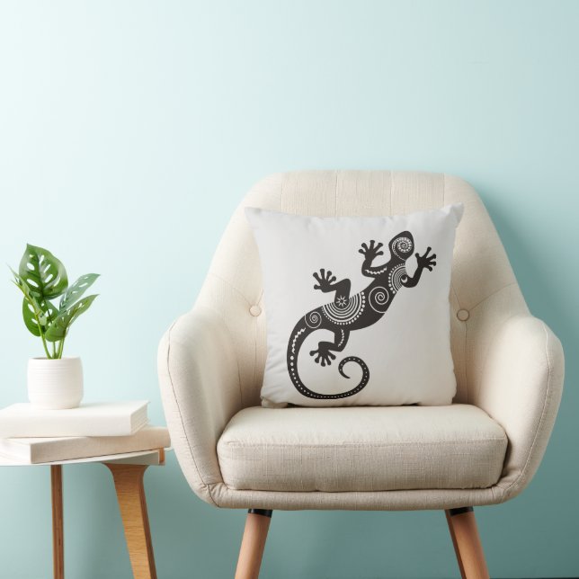 Coussin Ethno Gecko Avec Spirales Et Points 1 (Chaise)