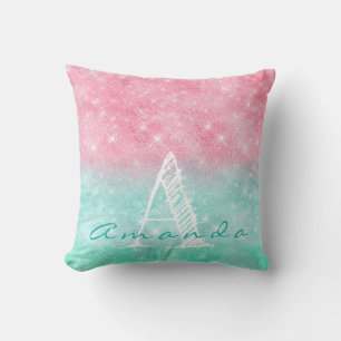 Coussin Étincelle en pastel d'océan rose nommé d'Ombre