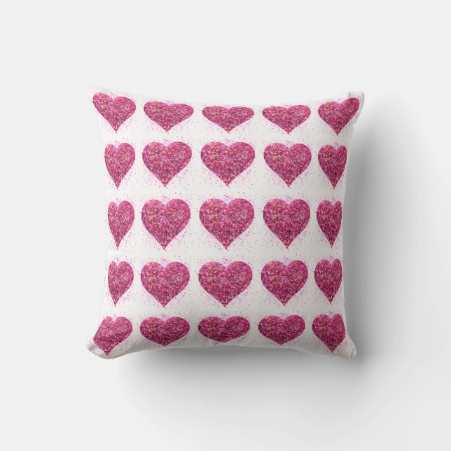 Coussin Étincelle rose parties scintillant coeur amour (Recto)