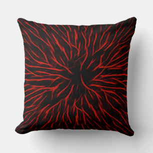 Coussin Étincelle rouge à chaud brillant Abstrait