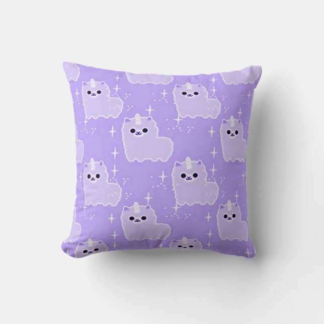 Coussin Étincelles pelucheuses de licorne d'imaginaire (Recto)
