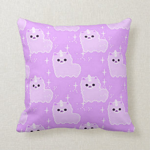 Coussin Étincelles pelucheuses pourpres de licorne