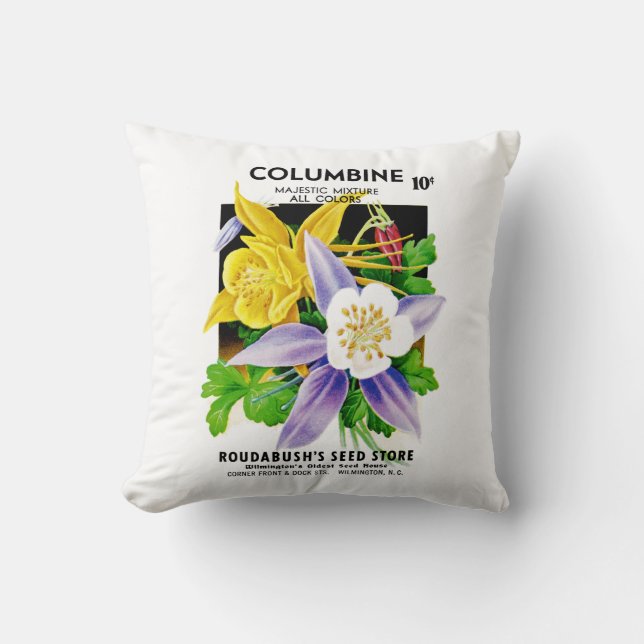 Coussin Étiquette Columbine Seed Packet (Recto)