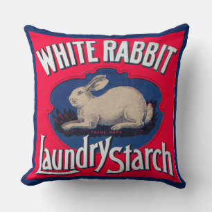 Coussin Étiquette d'amidon de lave lapin blanc