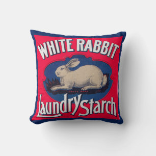 Coussin Étiquette d'amidon de lave lapin blanc