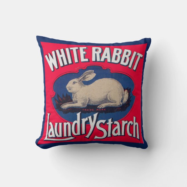 Coussin Étiquette d'amidon de lave lapin blanc (Recto)