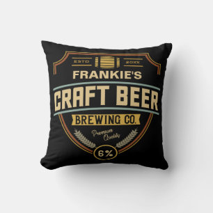 Coussin Étiquette de bière artisanal personnalisé brasseri