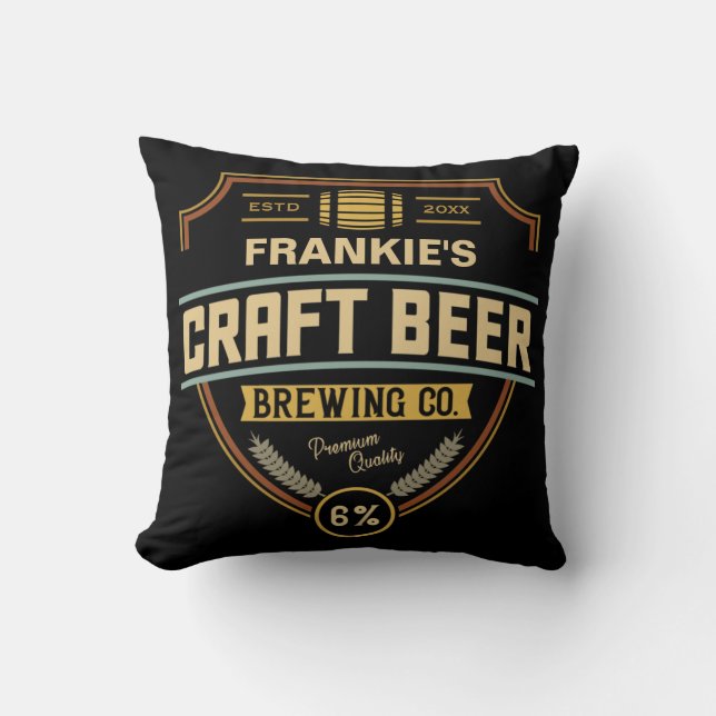 Coussin Étiquette de bière artisanal personnalisé brasseri (Recto)