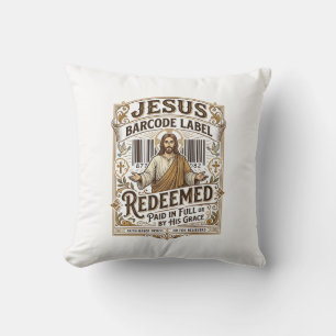 Coussin Étiquette de code-barres Jésus Rachetée Jésus Code