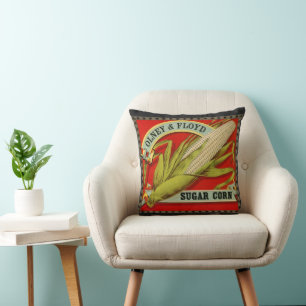 Coussin Étiquette de légume vintage, Olney & Floyd Sugar C