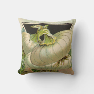 Coussin Étiquette de pochette de graines vintage Art Oigno