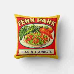 Coussin étiquette de pois et de carottes de Fern Park dans