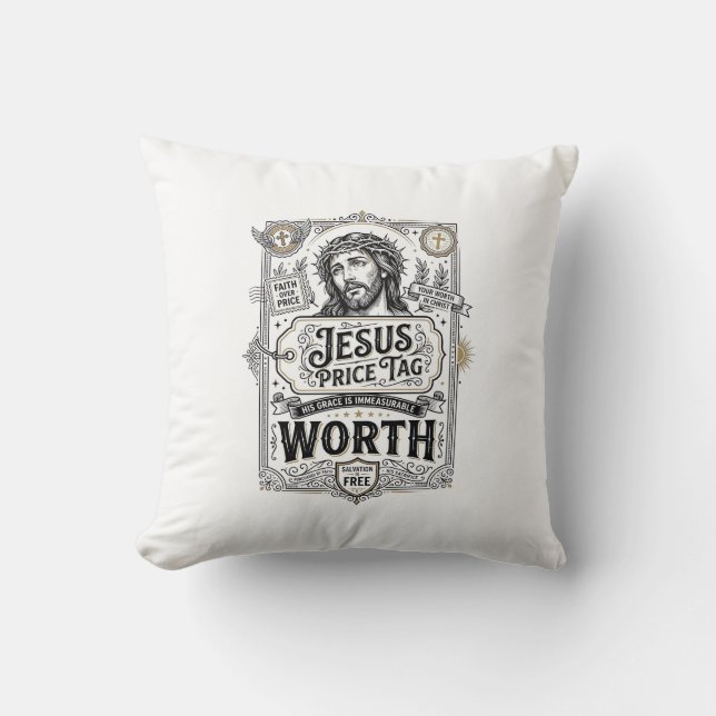 Coussin Étiquette de prix de Jésus vaut Étiquette de prix  (Recto)