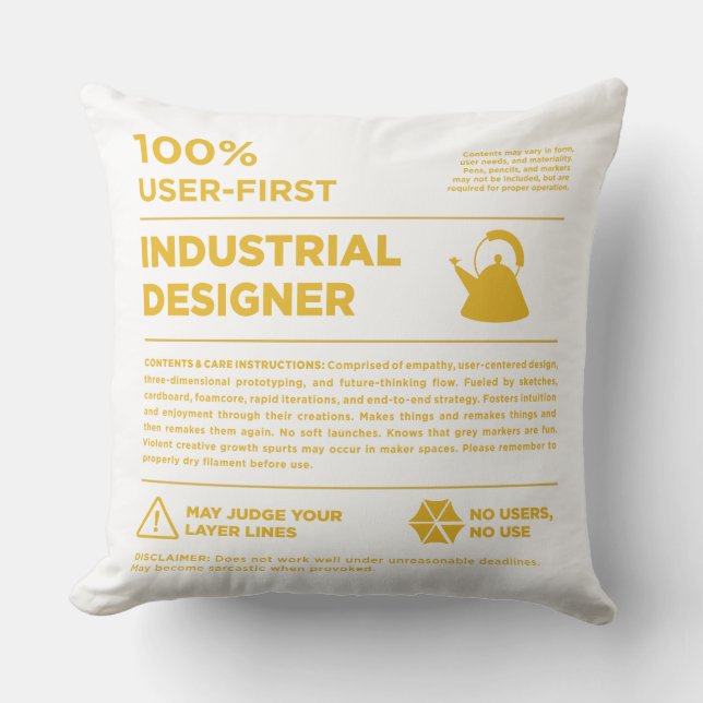 Coussin Étiquette de soin de conception industrielle Kean  (Recto)