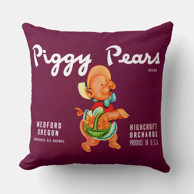 Coussin étiquette d'impression de caisse de fruits Piggy P (Recto)