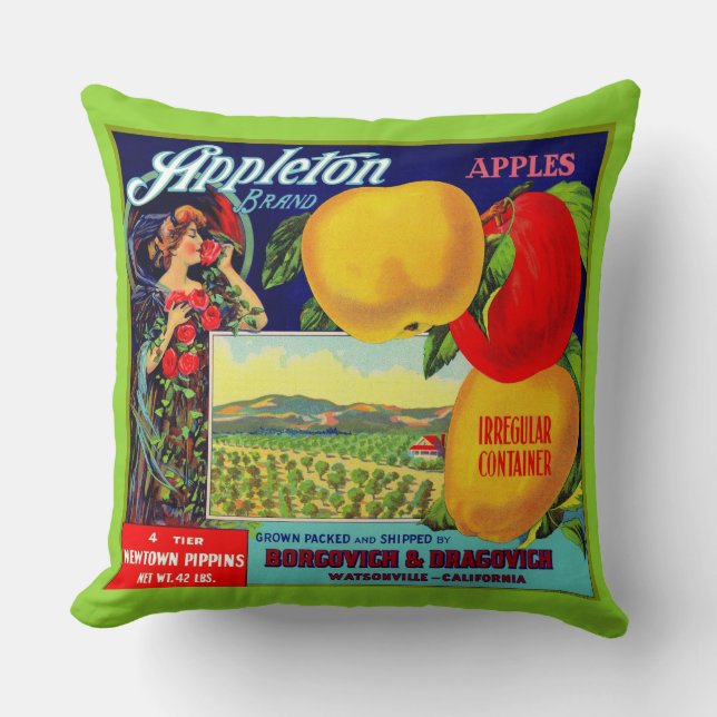 Coussin étiquette d'une caisse de pommes d'Appleton vers 1 (Recto)