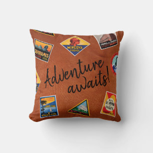 Coussin Étiquettes vintages de bagage