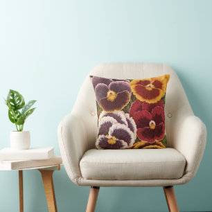 Coussin Étiquettes vintages de paquets de semences, Fleurs