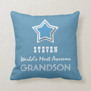 Coussin Étoile blanche bleue GRANDSON et nom D47