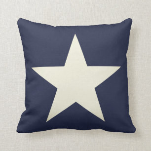Coussin Étoile bleue et crème de la marine nautique