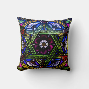 Coussin Étoile de David Vitrail Coloré Fenêtre