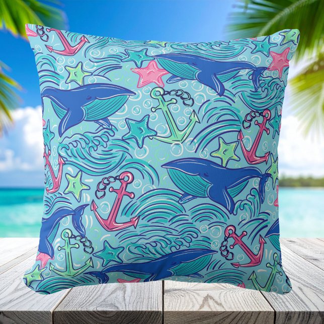 Coussin Étoile de mer ancre baleine Côtière / Nautique Pré (Créateur téléchargé)
