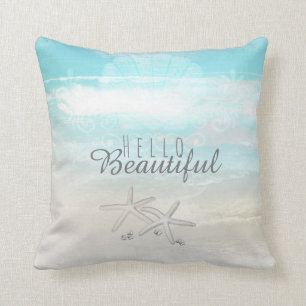 Coussin Étoile de mer blanche de plage élégante chic d'été