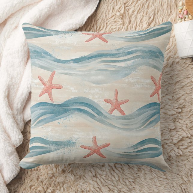 Coussin Étoile de mer bleue de l'océan Rivage sablonneux A (Couverture)