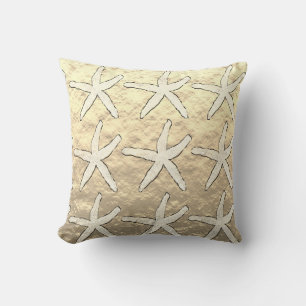 Coussin Étoile de mer dorée motif mignon brillant plage