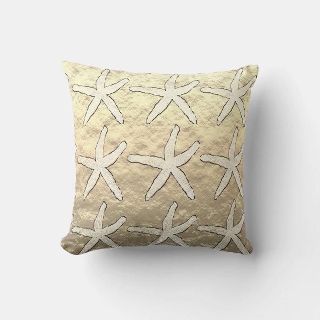 Coussin Étoile de mer dorée motif mignon brillant plage (Recto)