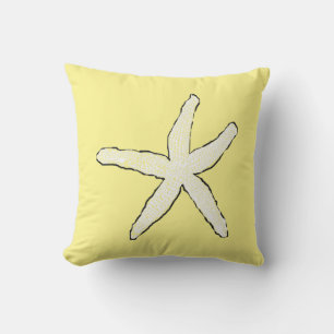 Coussin Étoile de mer Jaune Blanc Motif Élégant Cadeau de