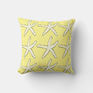 Coussin Étoile de mer Jaune Blanc Motif Élégant Plage Mign
