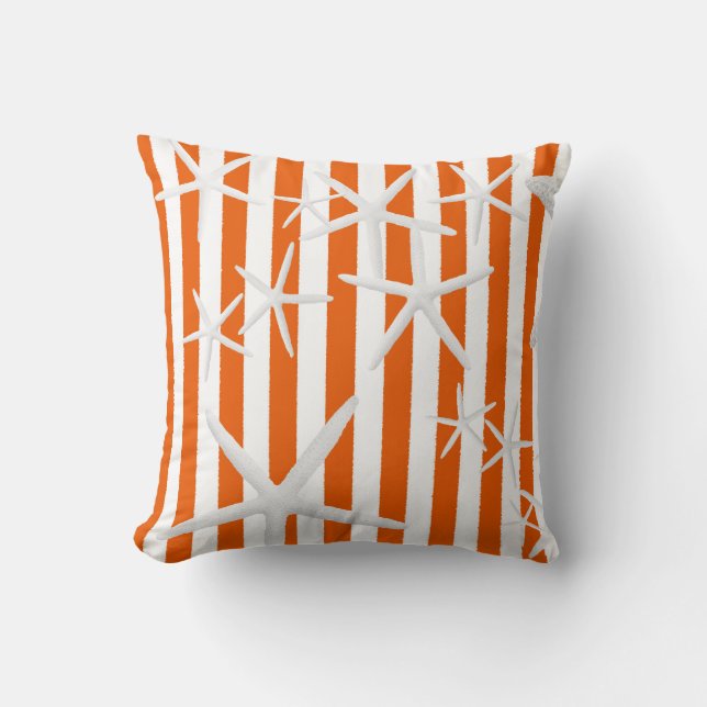Coussin Étoile de mer rayures orange rayée (Recto)