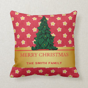 Coussin Étoile de parties scintillantes d'or d'arbre de