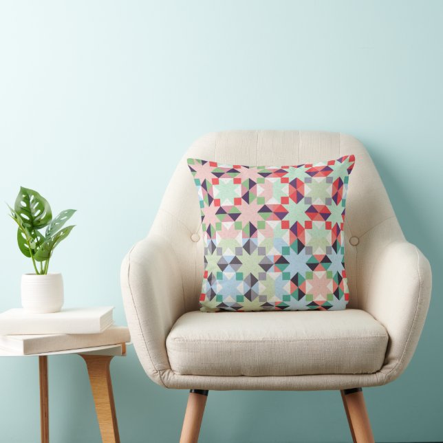Coussin Étoile de patchwork de Noël (Chaise)