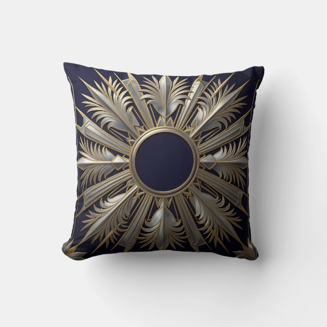 Coussin Étoile éclatée dorée argentée ornée (Recto)