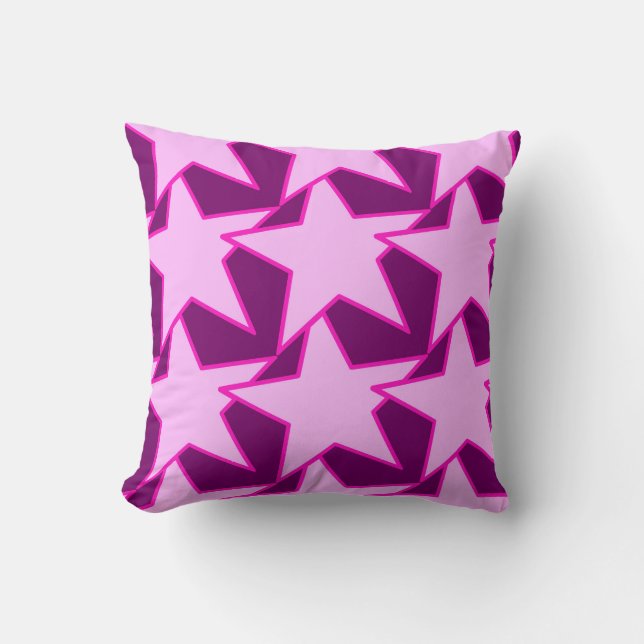 Coussin Étoile géométrique moderne - rose et violet améthy (Recto)