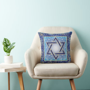 Coussin Étoile juive de David Judaica Bleu