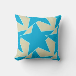 Coussin Etoile moderne géométrique - bleu et bronze cerule