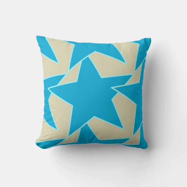 Coussin Etoile moderne géométrique - bleu et bronze cerule (Recto)