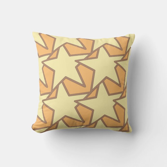 Coussin Etoile moderne géométrique - Mustard Jaune et Tan (Recto)
