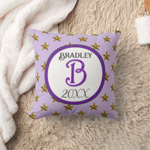 Coussin Étoile Monogramme Initial Violet Décor Objet de Co