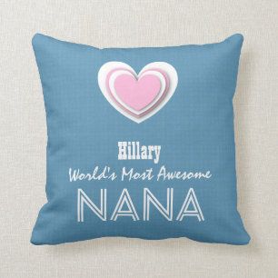 Coussin Étoile rose bleue en pastel impressionnante et nom
