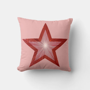 Coussin Étoile rouge grand & petit carré rose pâle