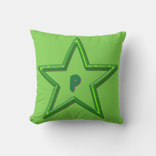 Coussin - Étoile verte avec initial