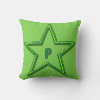 Coussin - Étoile verte avec initial