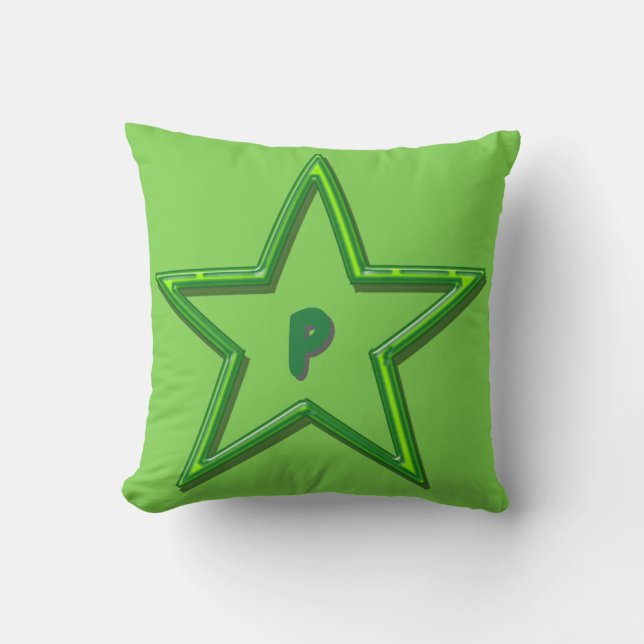 Coussin - Étoile verte avec initial (Recto)